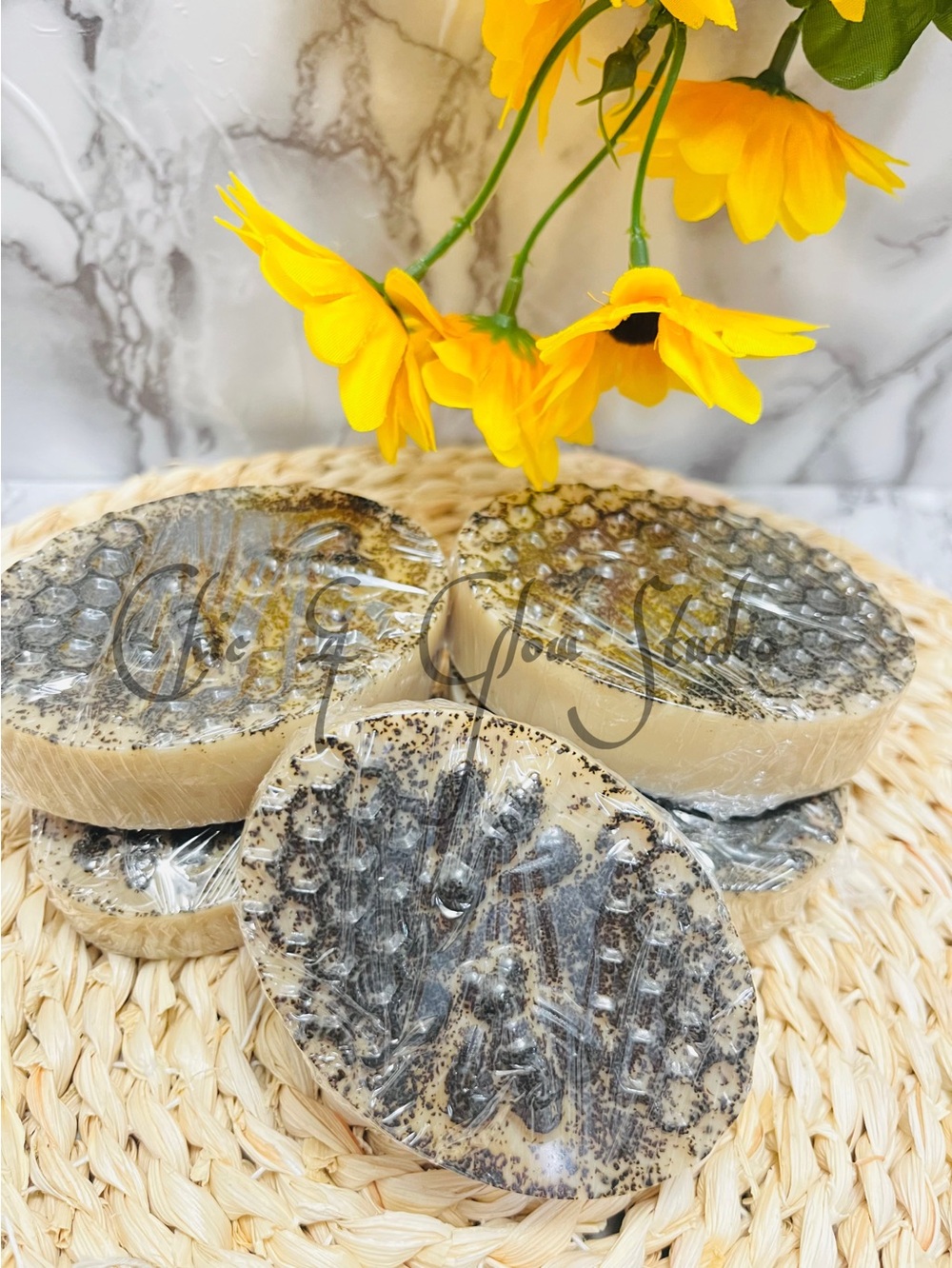 Handmade Beige Exfoliating Soap Bar with Black Specks - Women Bath & Body